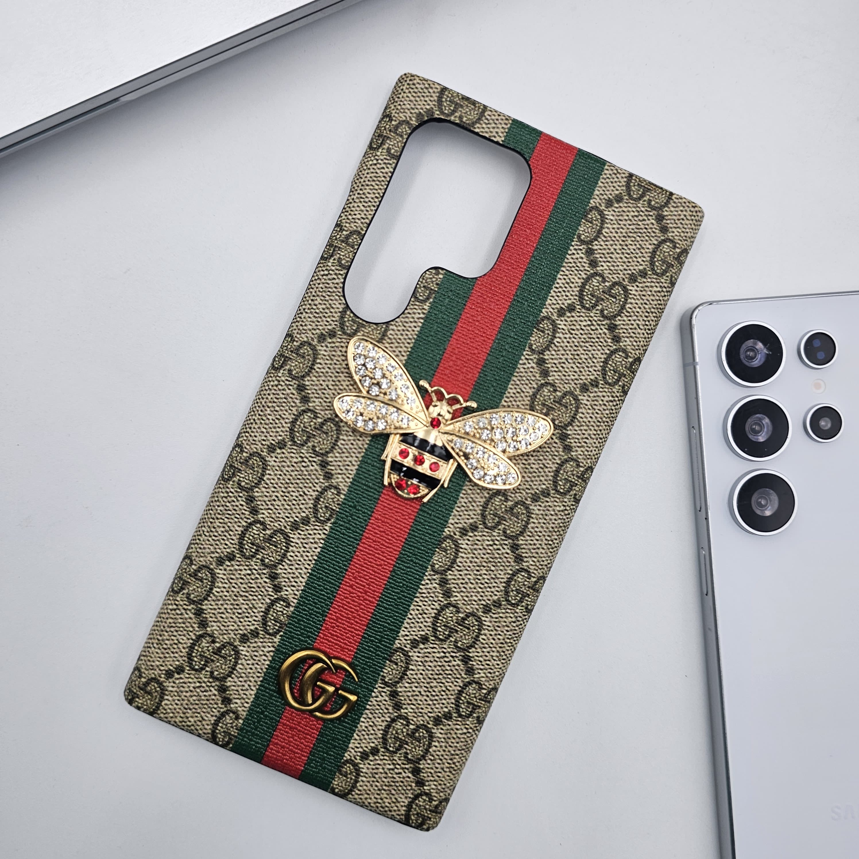 Samsung Galaxy S25 Ultra Luxury GG Bee Stripe Diamond Case