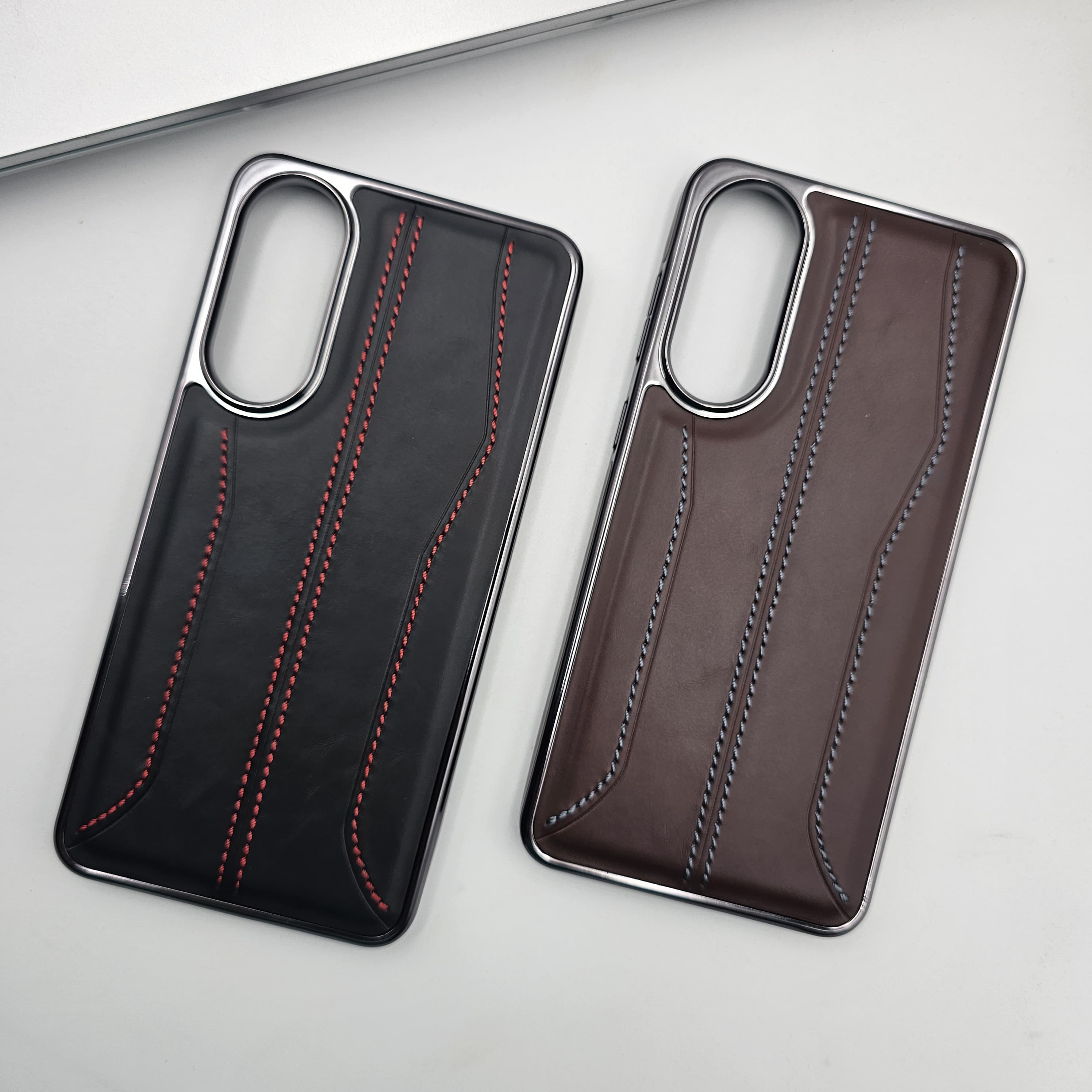 Samsung Galaxy S25 Edge Stripe Stitched Leather Case Minimalistic Design