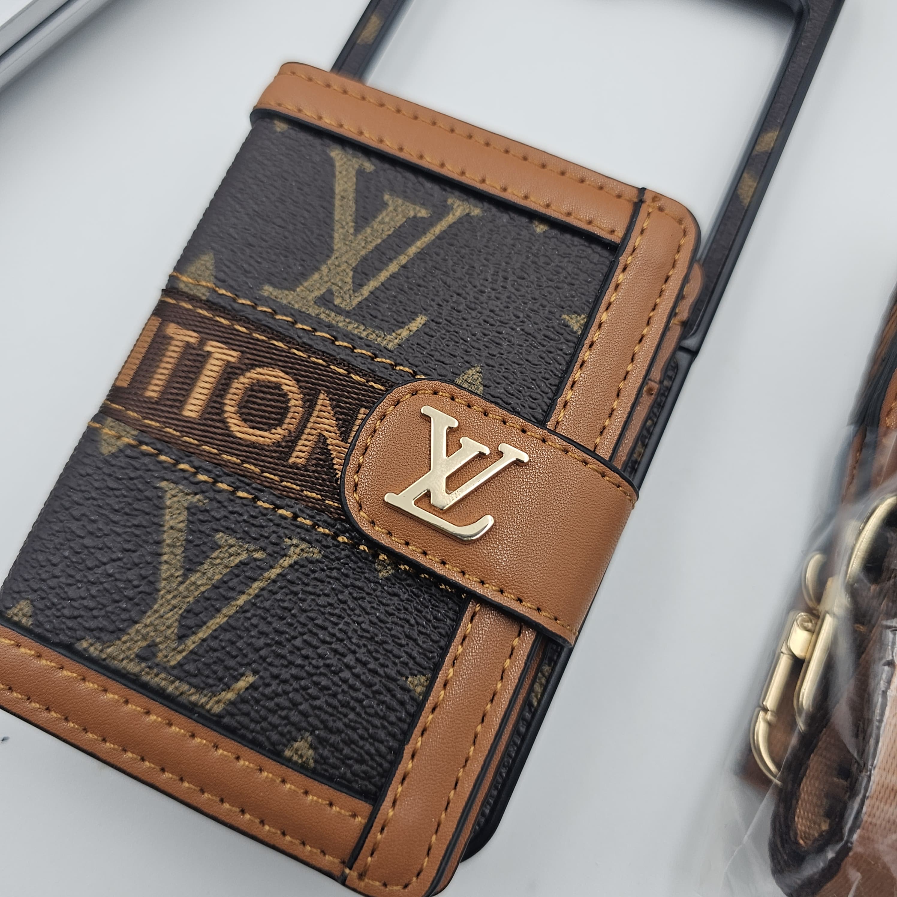 Samsung Galaxy Z Flip 6 Luxury Brand Cardholder Crossbody Sling Strap Case