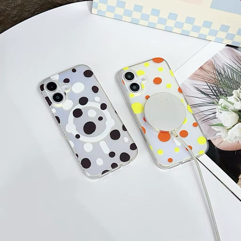 iPhone 16 Series Dotted Pattern Iridescent Translucent Color Changing Magsafe Case