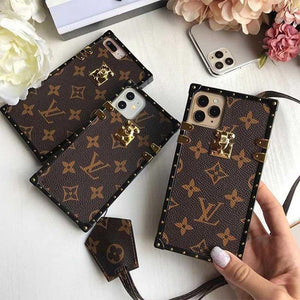 iPhone 15 Series Luxury Branded Trunk Leather Phone Case