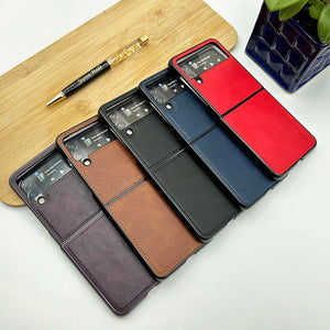 Samsung Galaxy Z Flip 3 PU Leather Stitch Design Case Cover