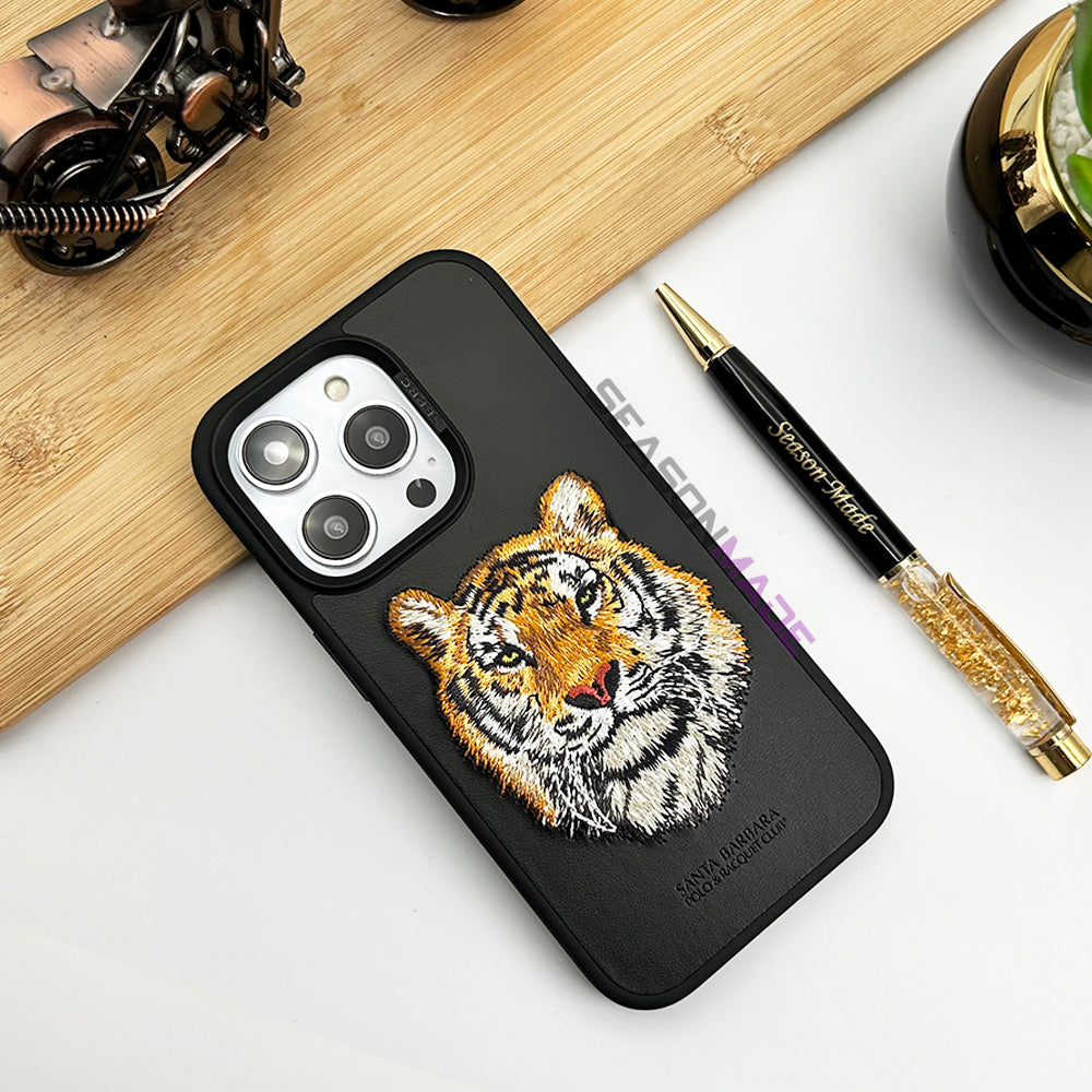 iPhone Luxury Santa Barbara Leather Savana Tiger Case