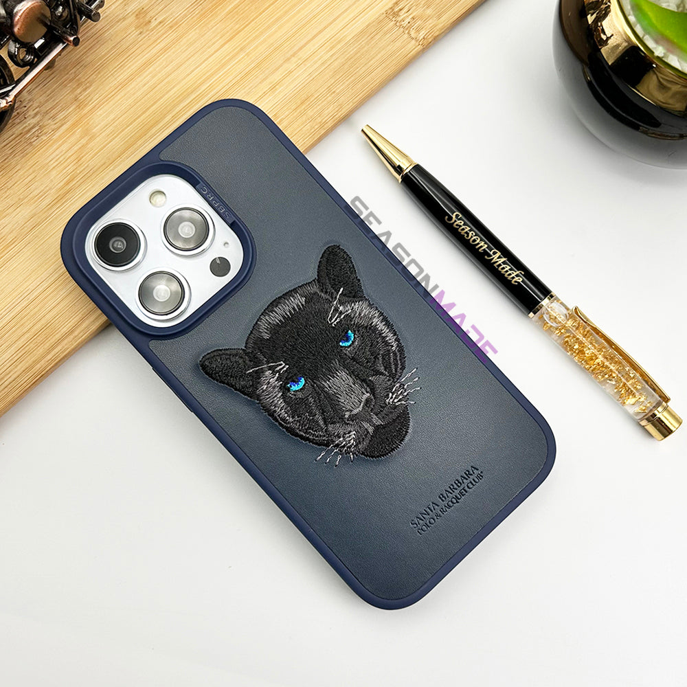 iPhone 14 Pro Luxury Santa Barbara Leather Savana Panther Case