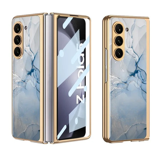 Samsung Galaxy Z Fold 5 Chrome Plated Marble Design Case Cover