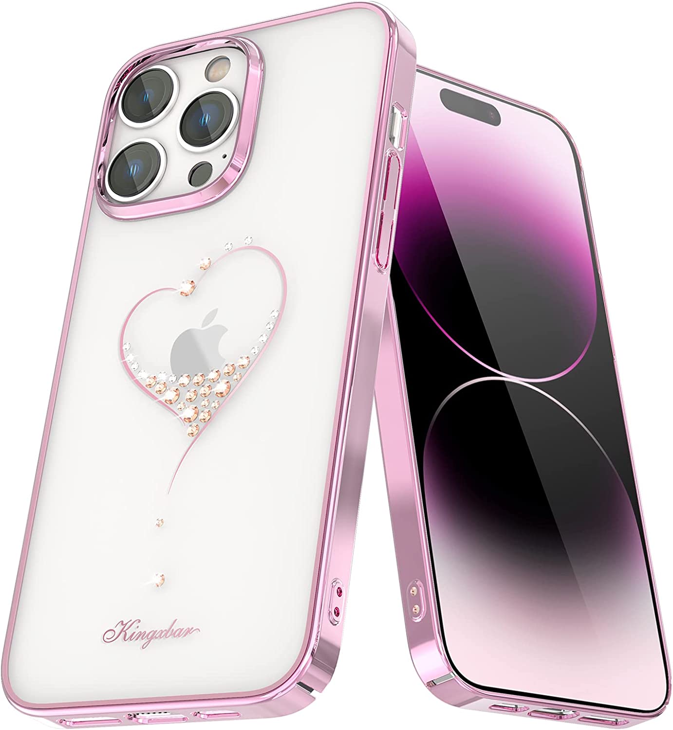 iPhone 14 Pro Max Heart Rhinestone Diamond Plated Case Clearance Sale