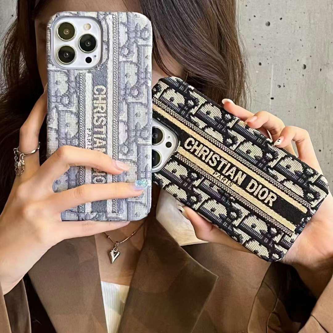 iPhone 14 Luxury Brand CD Centre Belt Stitched Case Cover Clearance Sale