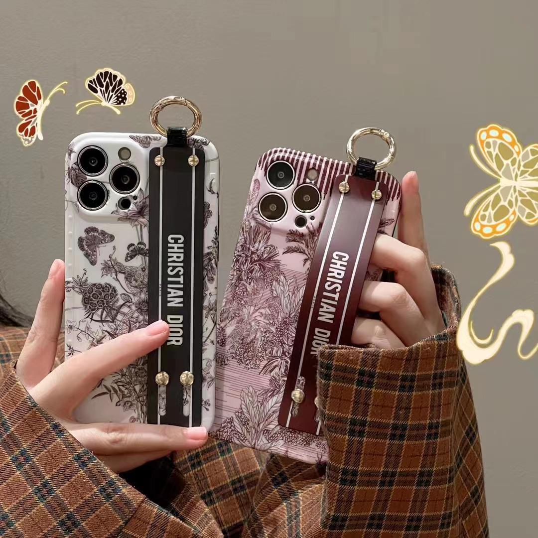 iPhone Luxury Brand CD Floral Belt Strap Case Cover