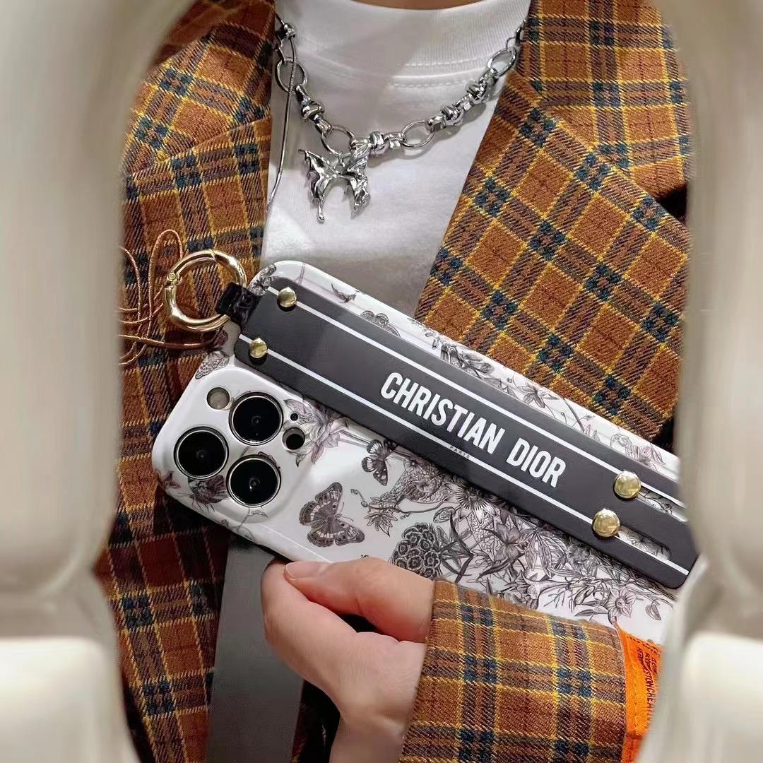 iPhone Luxury Brand CD Floral Belt Strap Case Cover