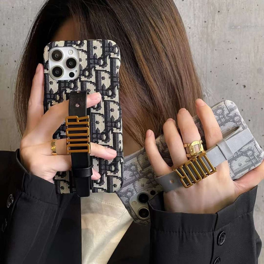 iPhone Luxury Brand CD Belt Embroidery Grip Case