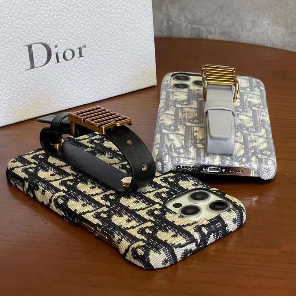 iPhone Luxury Brand CD Belt Embroidery Grip Case