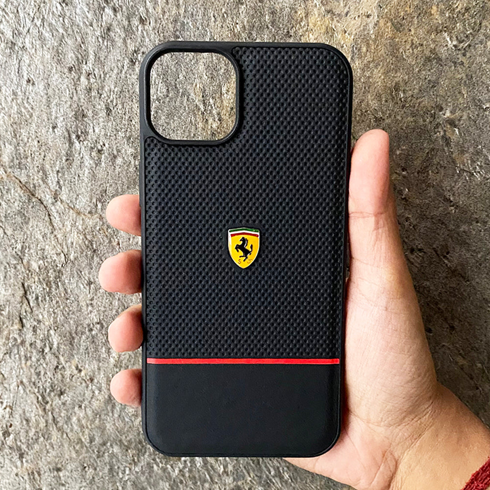 iPhone 13 Pro Max Ferrari Sports Car Logo Dotted Design Case Cover
