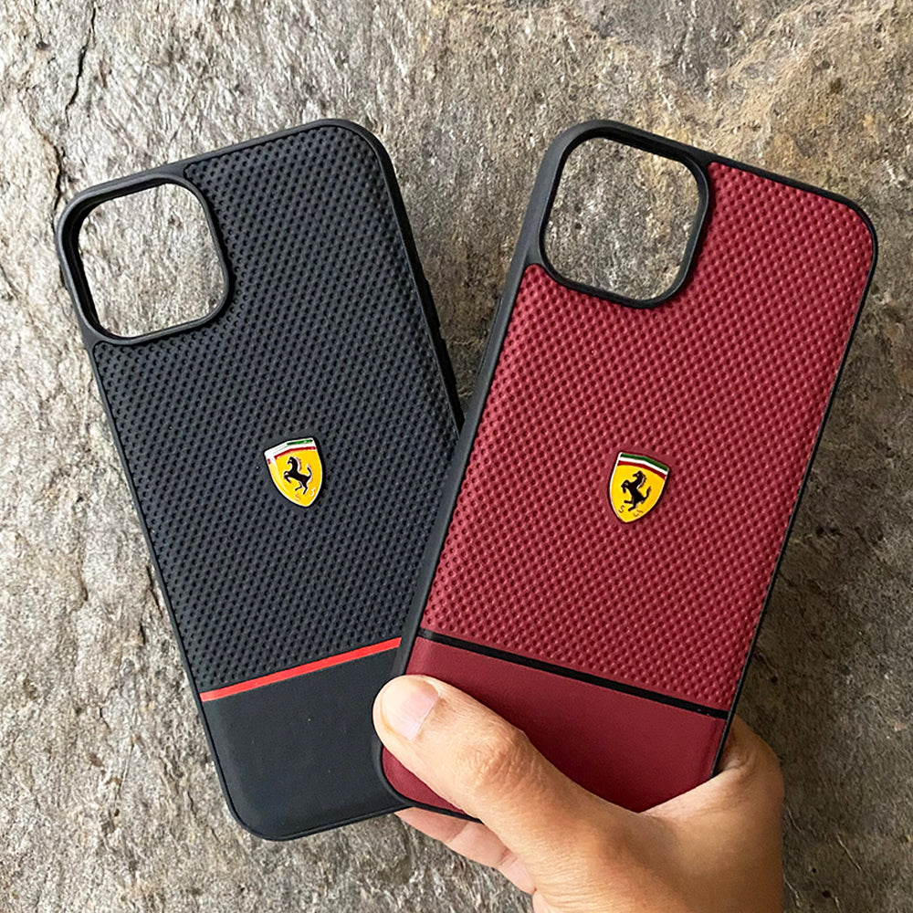iPhone 13 Pro Max Ferrari Sports Car Logo Dotted Design Case Cover