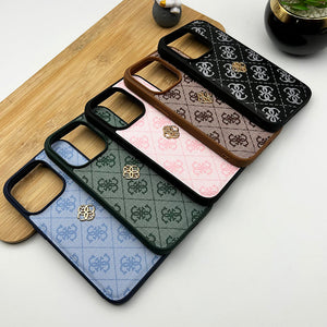 iPhone Luxury GS Fashion Leather Metal Logo Case Cover Clearance Sale
