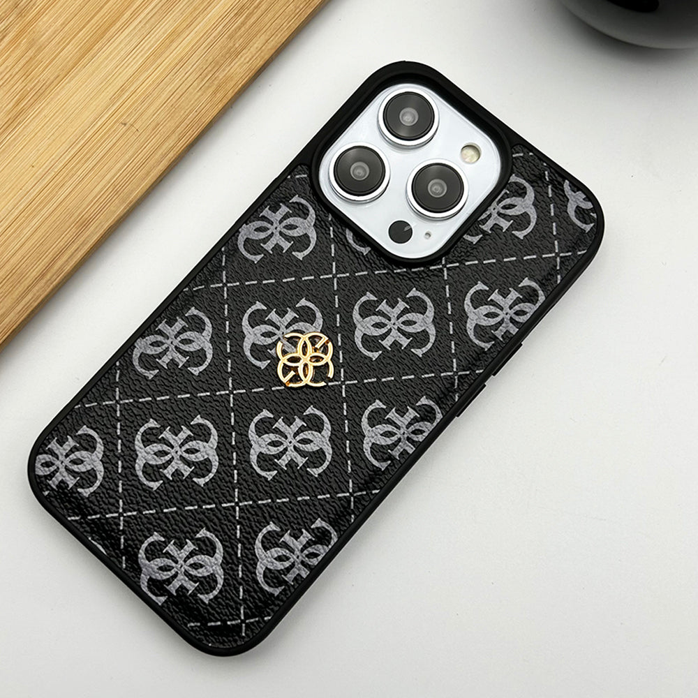 iPhone Luxury GS Fashion Leather Metal Logo Case Cover Clearance