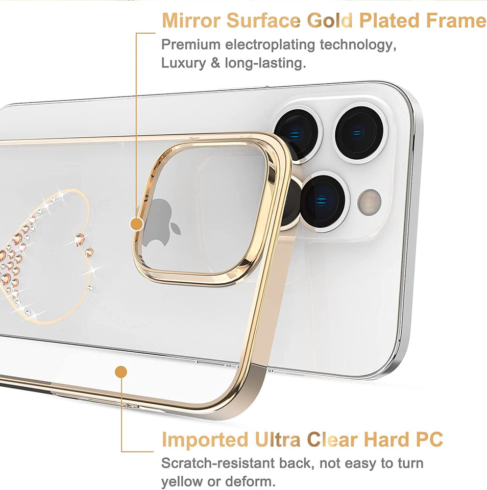 iPhone Heart Rhinestone Diamond Plated Hard Clear PC Back Cover Clearance Sale