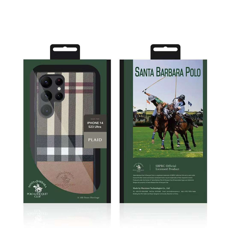 Samsung Galaxy S22 Ultra Santa Barbara Polo Plaid Premium Leather Case