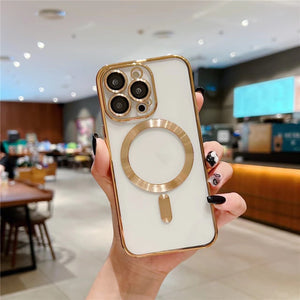 iPhone Magsafe Magnetic Transparent Phone Case With Lens Protector Black Clearance Sale