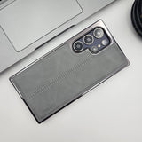 Samsung Galaxy S25 Ultra Centre Stitched Leather Chrome Case Inside Velvet