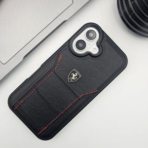 iPhone 16 Series FR Stitched PU Leather Case Cover