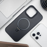 iPhone 15 Series Carbon Fibre With Magnetic Magsafe Ring Stand Case