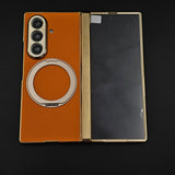Chrome Border MagSafe Case with Rotating Metal Stand & Front Screen Guard for Samsung Galaxy Z Fold 8 Ultra