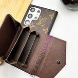 Samsung Galaxy S23 Ultra Luxury Brown Wallet Case Cover Clearance Sale