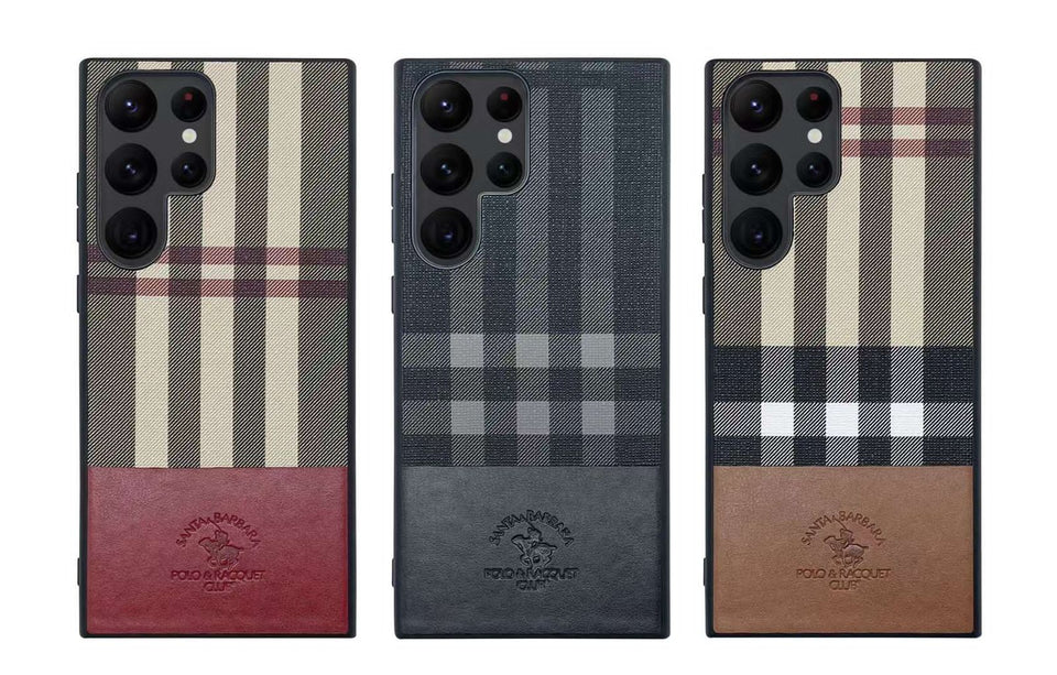 Samsung Galaxy S22 Ultra Santa Barbara Polo Plaid Premium Leather Case