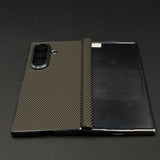 Carbon Fibre Smooth Feel Case with Front Screen Protector For Samsung Galaxy Z Fold 7 | Lightweight | Luxury Look