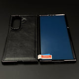 Leather Chrome Plated Case with Front Screen Protector for Samsung Galaxy Z Fold 6 | Luxury Protective Cover