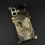 Luxury Butterfly Trunk Phone Case Cover for iPhone 17 | Gold Mirror Finish | Diamond Butterfly