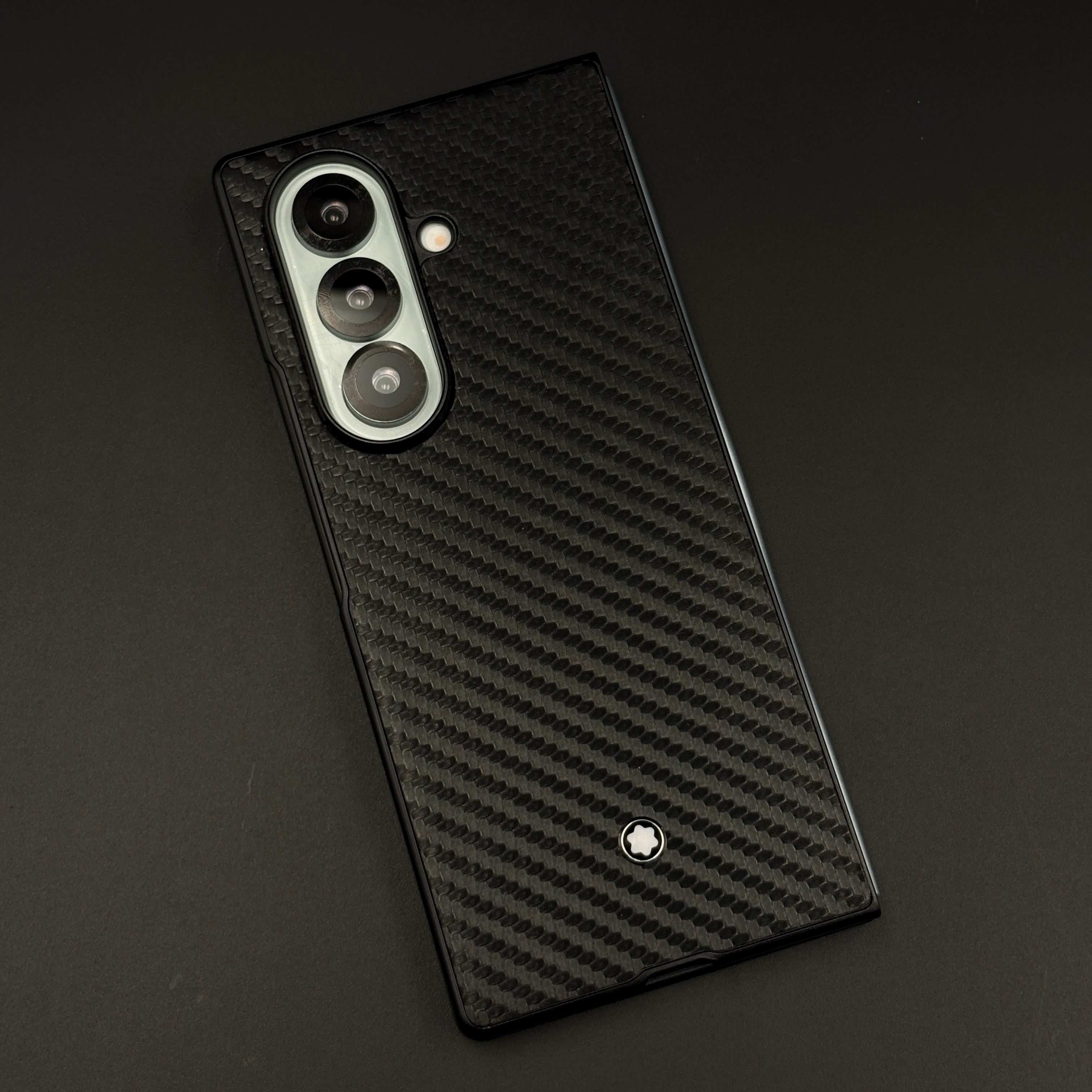 Carbon Fibre MB Logo Case for Samsung Galaxy Z Fold 7 | Luxury Embossed Leather Protection