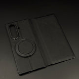 Leather Flip Case with Metal Rotating Stand & MagSafe for Samsung Galaxy Z Fold 5