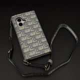 Luxury Embroidery CD Cardholder Case with Crossbody Sling for iPhone 17