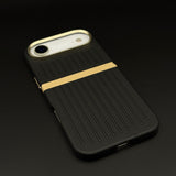 Striped Grip Hidden MagSafe Leather Case for iPhone 17 Air | Premium Camera Frame Back Cover