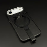 Leather MagSafe Ring Stand Case with Strap for iPhone 17 Air | Slim Grip Holder Cover