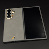 Hidden MagSafe Leather Mobile Case for Samsung Galaxy Z Fold 7 | Slim Back Cover with Magnetic Charging