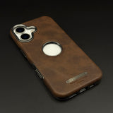 Logo Cut Hidden MagSafe Leather Mobile Case Cover for iPhone 17 | Exposed Apple Logo