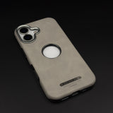 Logo Cut Hidden MagSafe Leather Mobile Case Cover for iPhone 17 | Exposed Apple Logo