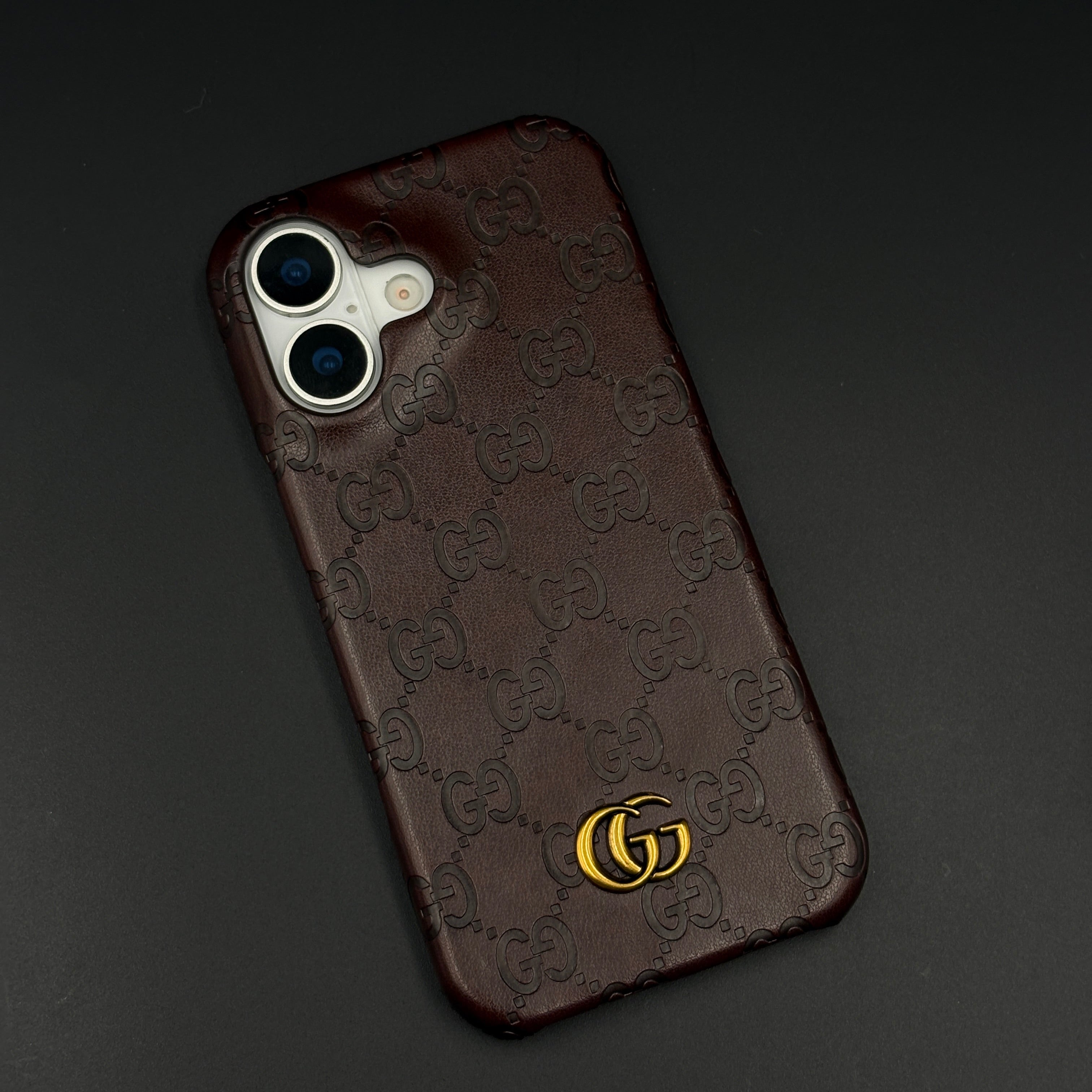 Luxury GG Monogram Leather Mobile Case Cover for iPhone 17 | Premium Embossed Monogram | Slim Fit