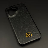 Luxury GG Monogram Leather Mobile Case Cover for iPhone 17 | Premium Embossed Monogram | Slim Fit
