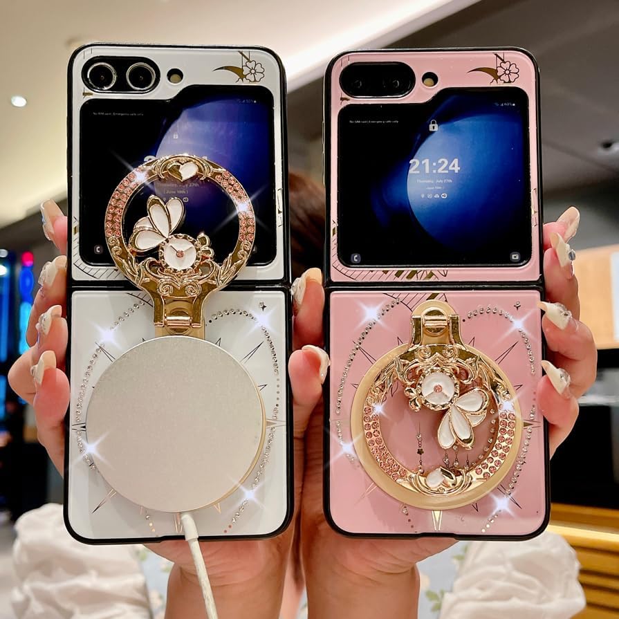 Samsung Galaxy Z Flip 6 3D Rhinestone Diamond Watch Case With Magsafe And Stand