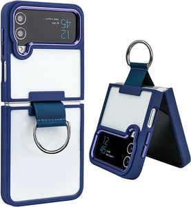 Samsung Galaxy Z Flip 3 Transparent Shockproof Clear Case With Metal Ring Stand Clearance Sale