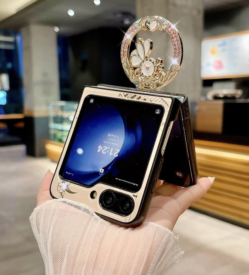 Samsung Galaxy Z Flip 6 3D Rhinestone Diamond Watch Case With Magsafe And Stand