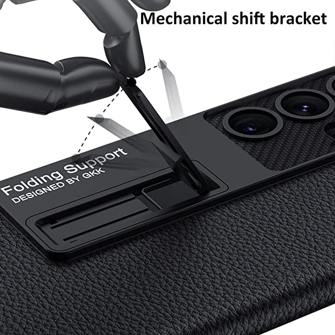 Samsung Galaxy S22 Ultra Leather Kickstand Camera Protection Case Cover