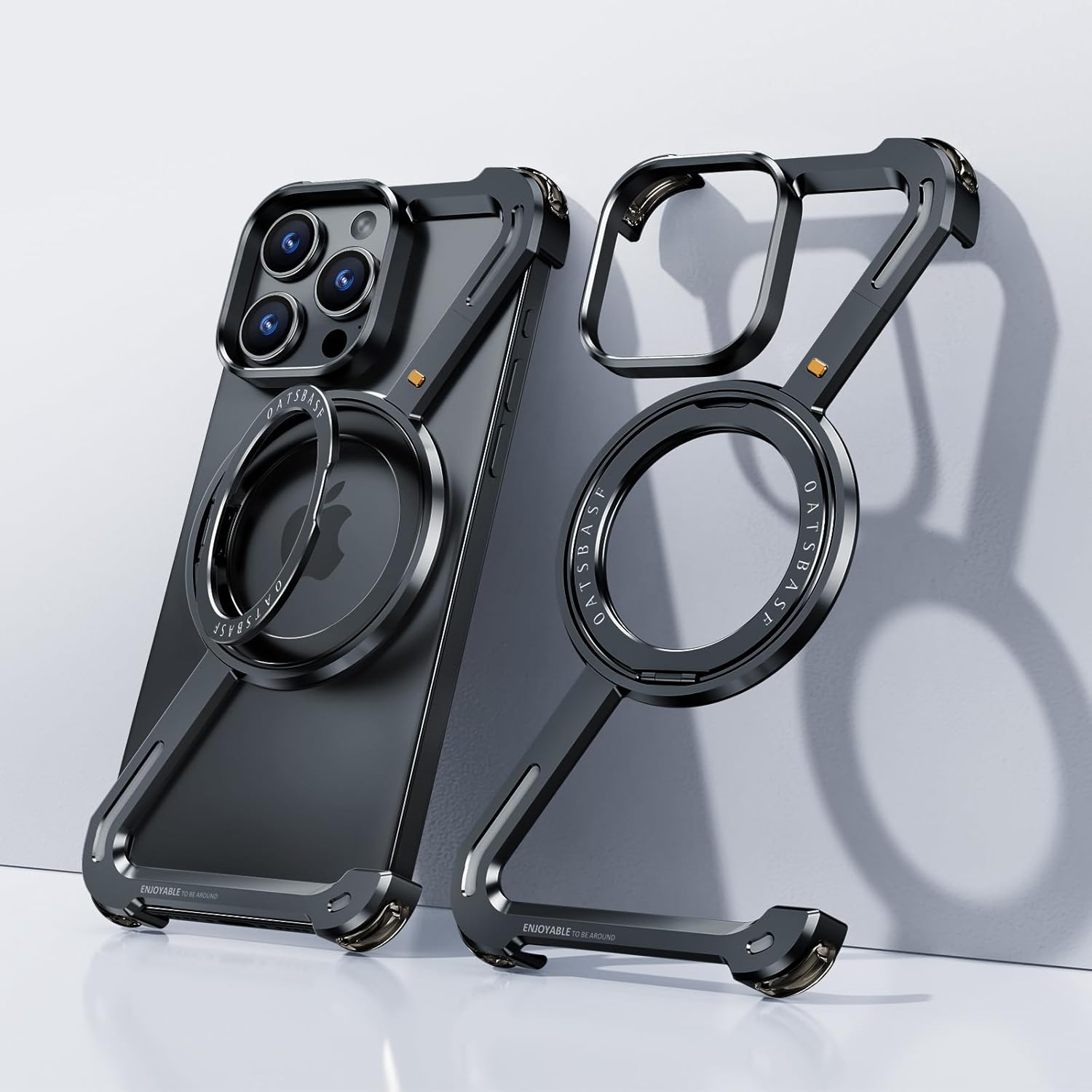 Z-Shape Aluminum Metal Rotating Stand Case for iPhone 15 Series