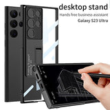 Samsung Galaxy S23 Ultra Transparent Slim Case Cover With Kickstand