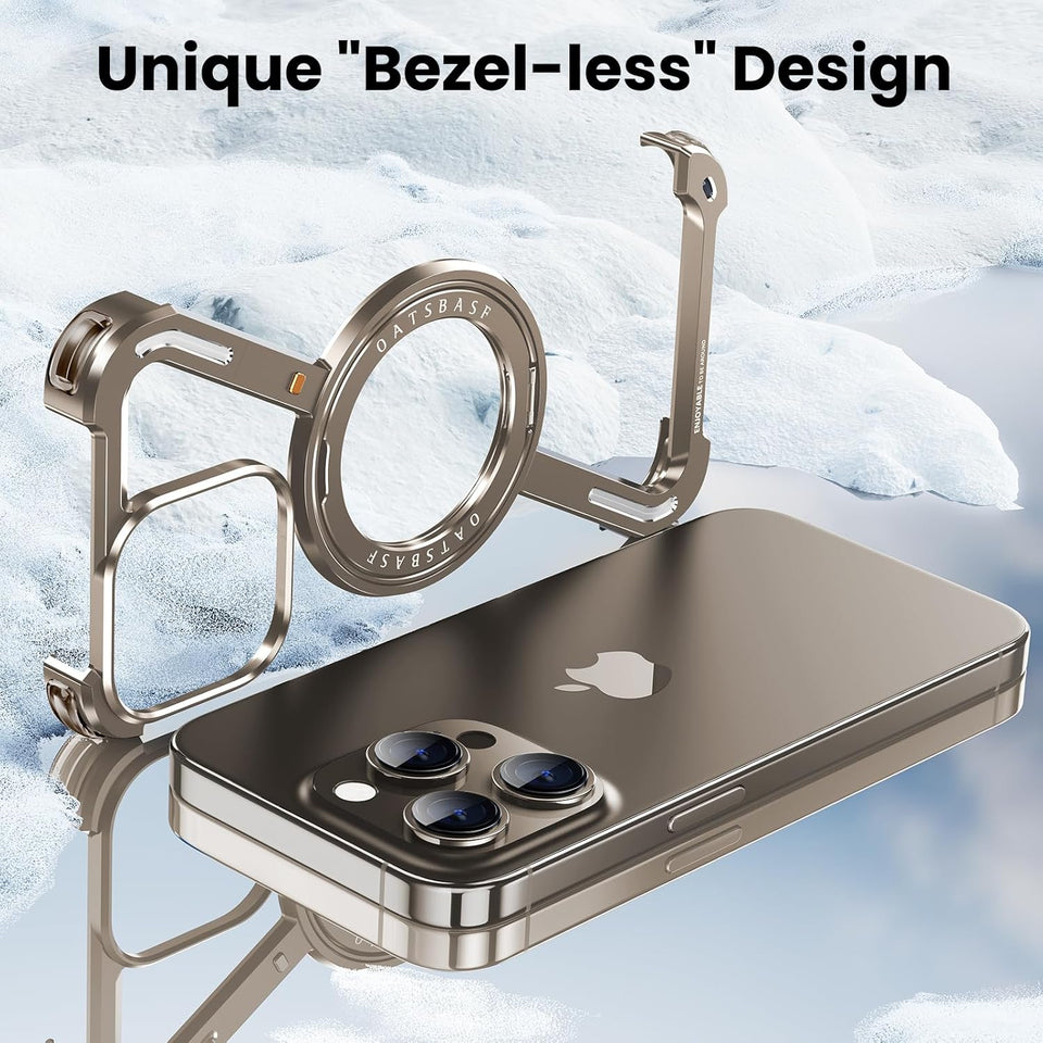 iPhone 15 Series Z Shape Aluminium Metal Rotating Kickstand Frameless Design