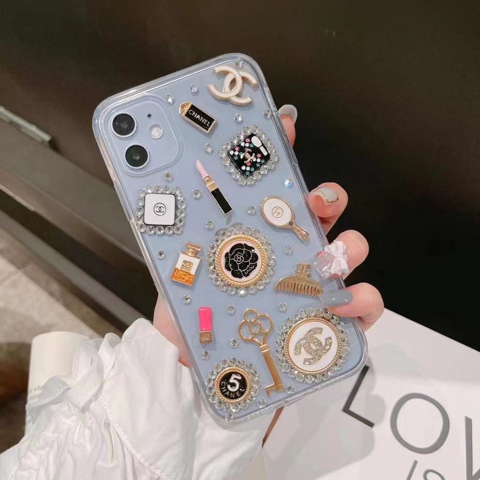 iPhone 15 Series CC Make Up Diamond TPU Transparent Case Cover