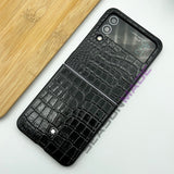 Samsung Galaxy Z Flip 4 Croc Pattern MB Logo PU Leather Case Cover